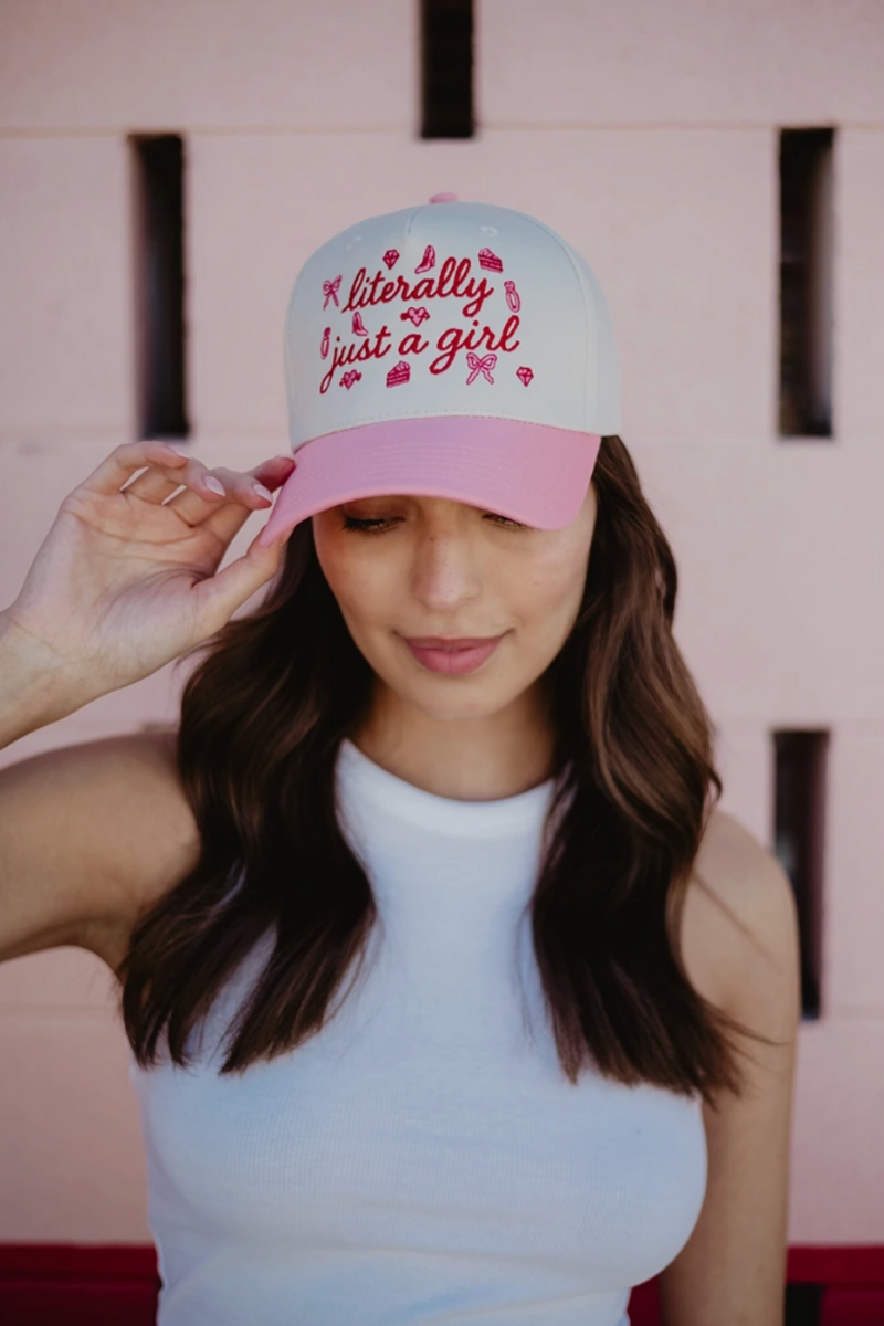 Literally Just A Girl Trucker Hat Literally Just a Girl Trucker Hat, Embroidered Two-tone  main image 3