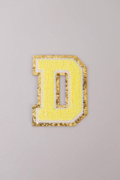 Chenille Adhesive Letter Patches- Yellow 5.5cm