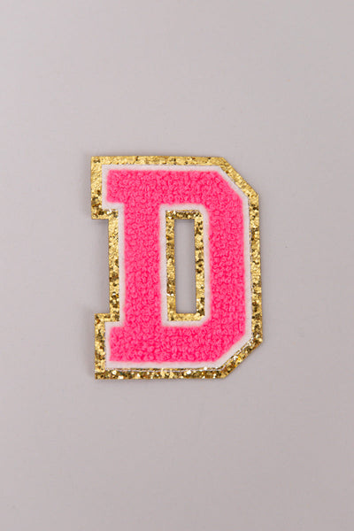 Chenille Adhesive Letter Patches- Hot Pink 5.5cm