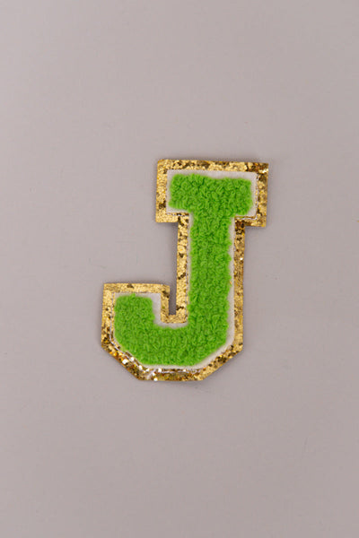 Chenille Adhesive Patch Letters - Green 5.5cm