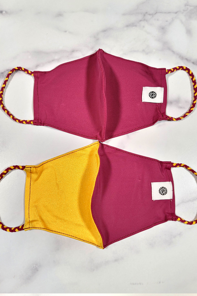 Burgundy & Yellow Gold Simple Masks- 2-Pack From PinkTag