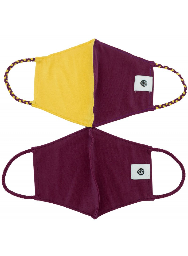 Burgundy & Yellow Gold Simple Masks- 2-Pack