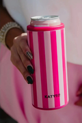 Pink Striped Slim Can Cooler