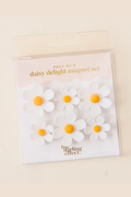 White Daisy Delight Magnet Set