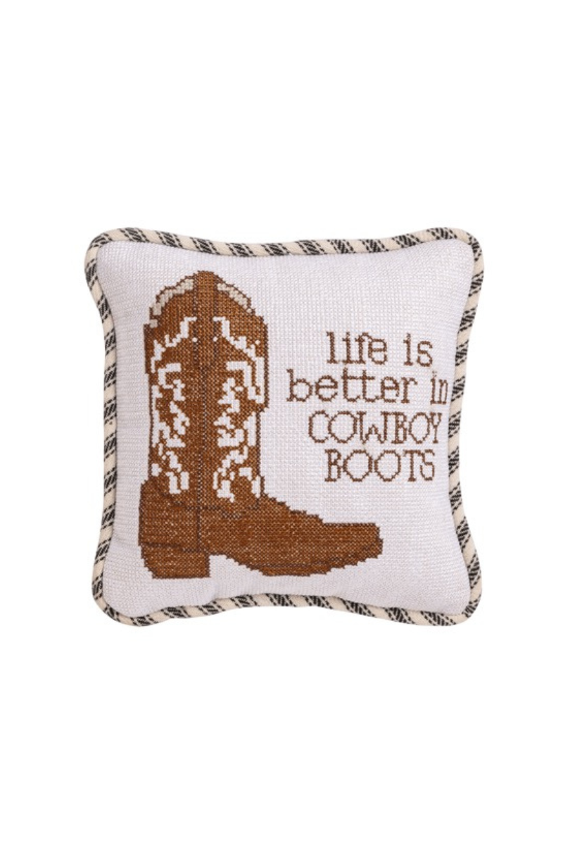 Boots Needlepoint Mini Pillow