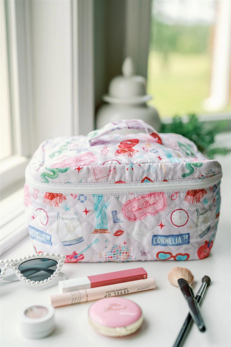 Quilted Travel Make Up Toiletry Bag