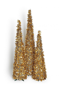 Golden Glow Tinsel Christmas Trees – 3 Piece Set