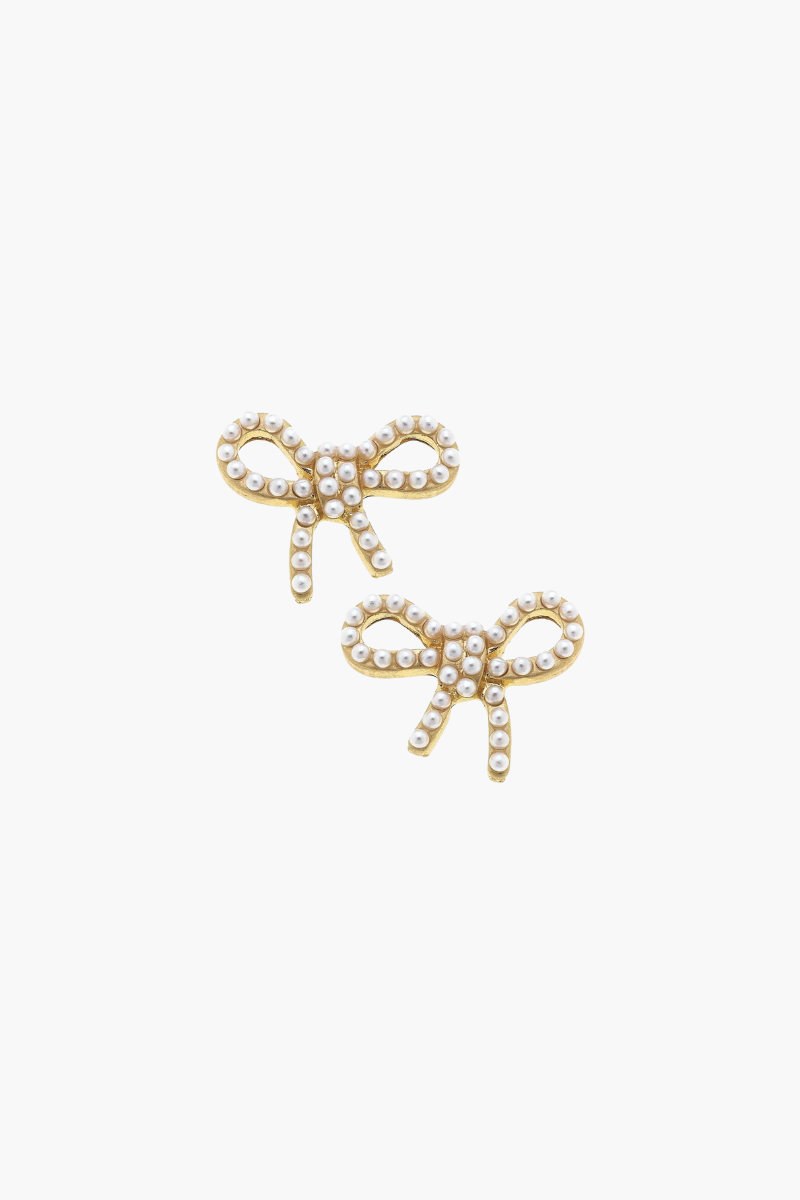 Mariah Pearl Bow Stud Earrings