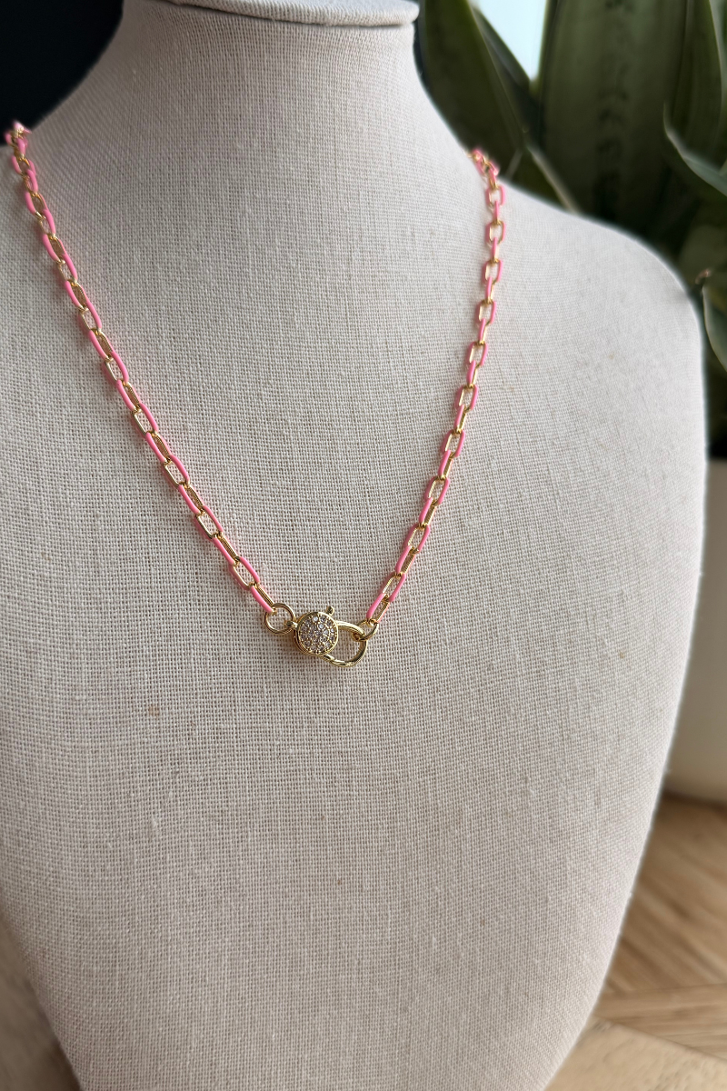 Pink Paradise Gem Charm Necklace