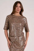 Sequin Cheetah Crewneck Top