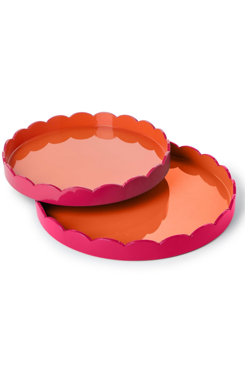Scalloped Dual Tone Lacquered Trays