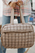 Tan Quilted Weekender Bag