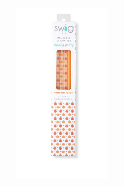 Swig Pumpkins + Orange Reusable Straw Set