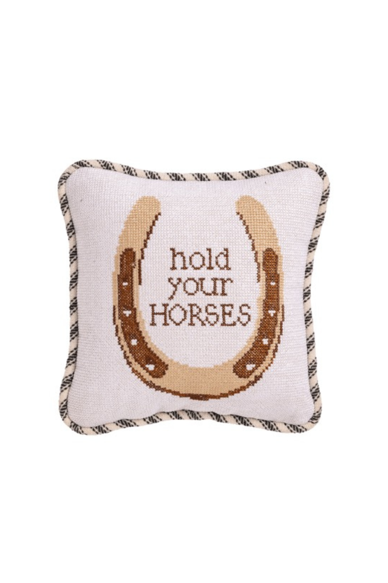 Horseshoe Needlepoint Mini Pillow