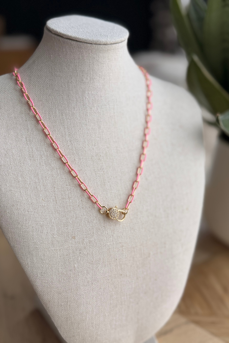 Pink Paradise Gem Charm Necklace