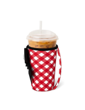Gameday Gingham Iced Cup Coolie (Medium) - Red & Black
