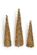 Golden Glow Tinsel Christmas Trees – 3 Piece Set