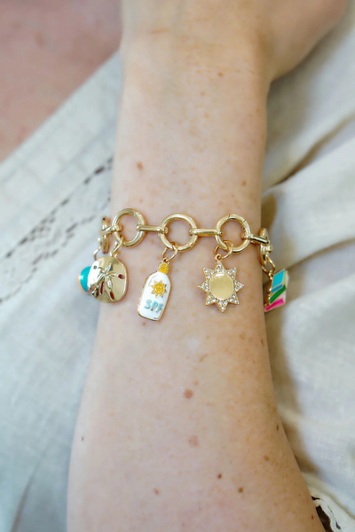 Juliette Charm Collector Bracelet Base in Shiny Gold