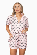 Black & Pink Mini Coquette Bows Loungewear Set