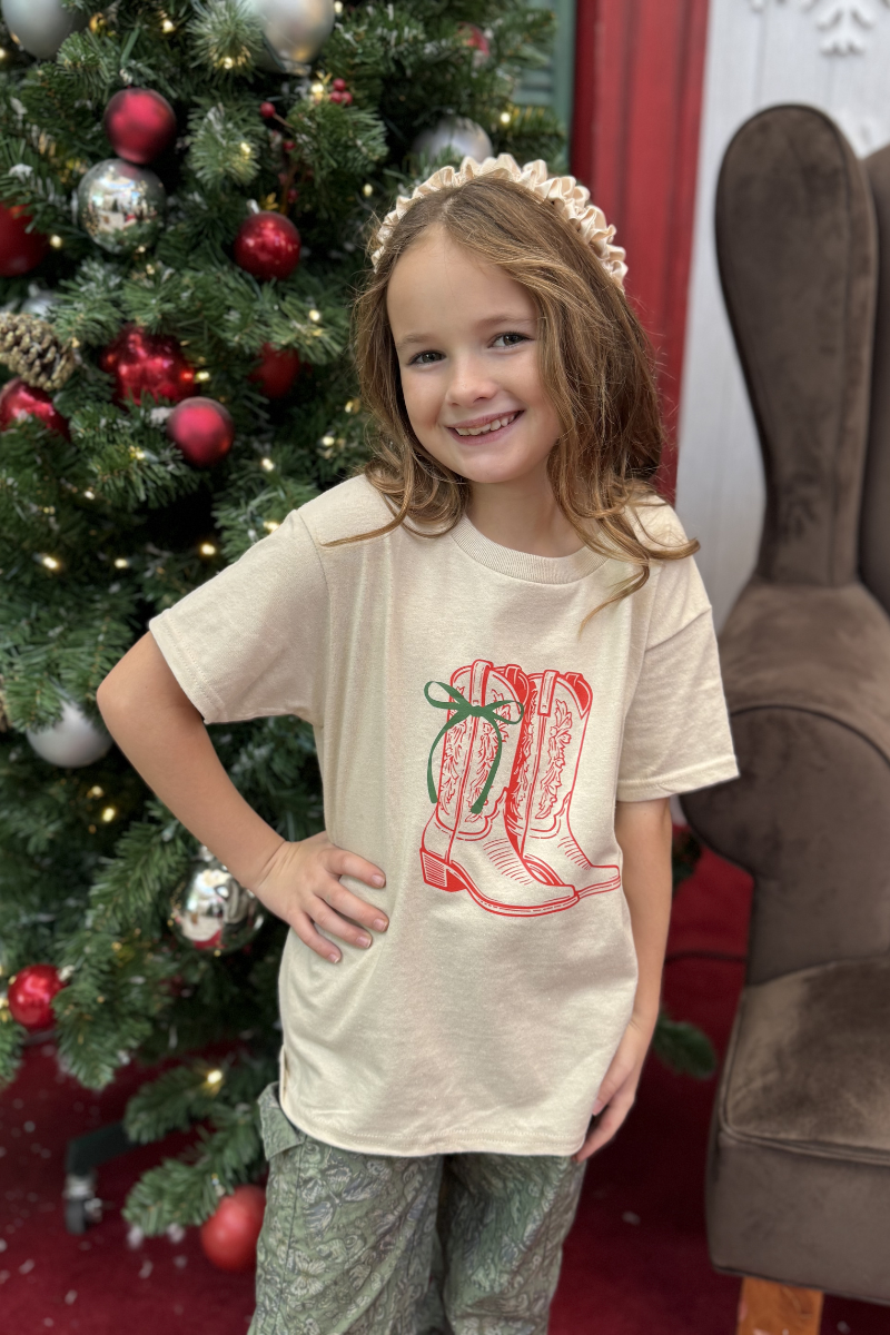 Christmas Boots Graphic Tee- Kids