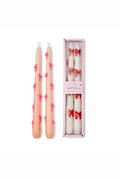 Bow Accent Taper Candles-White/Red