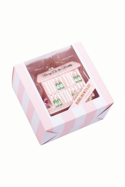 Bubbly Cart Glass Ornament