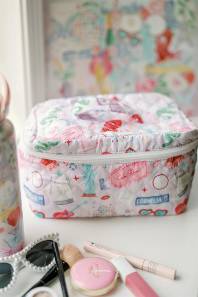 Quilted Travel Make Up Toiletry Bag