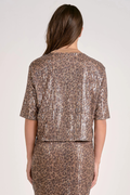 Sequin Cheetah Crewneck Top