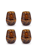 Tortoise Print Stemless Wine Glass