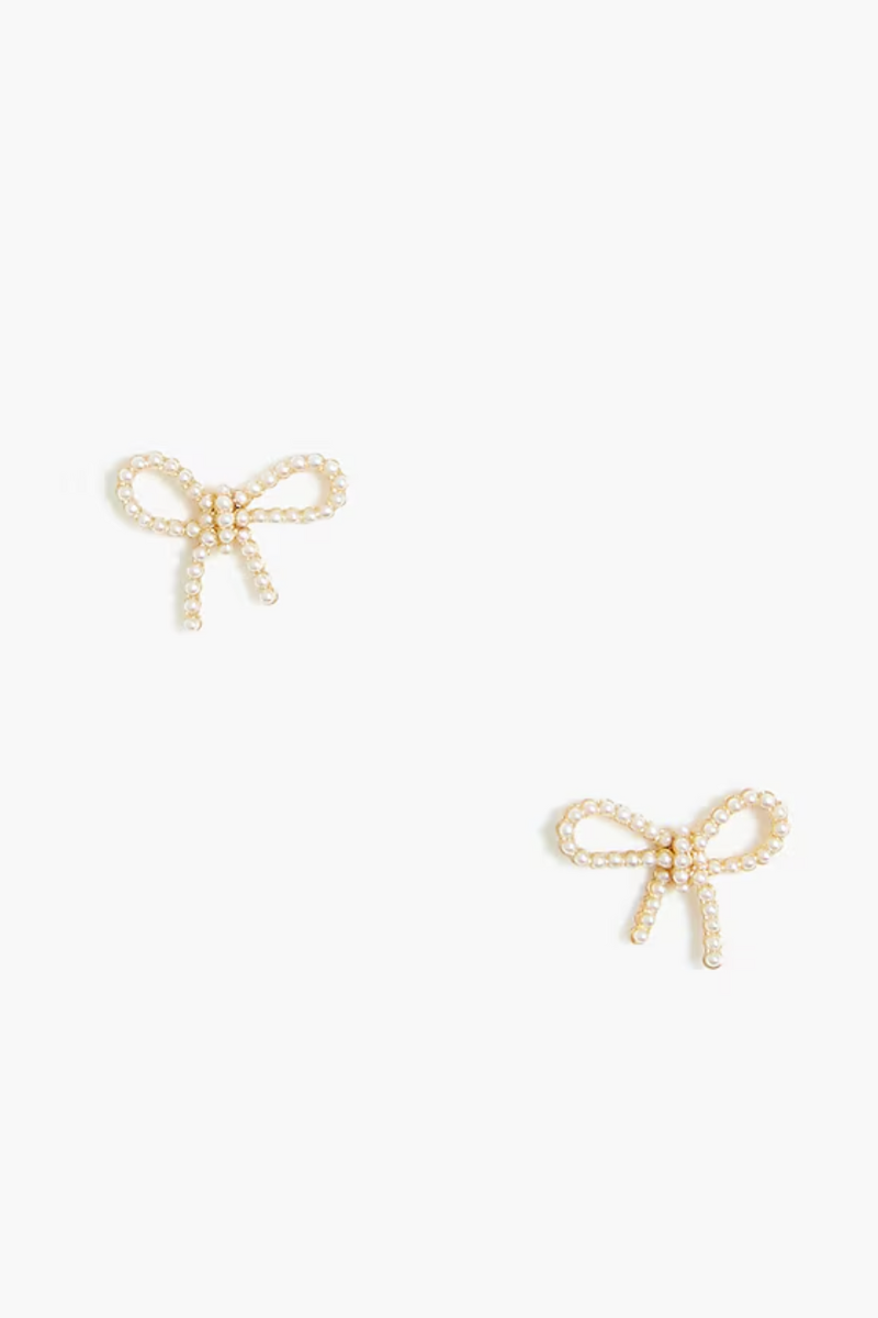 Mariah Pearl Bow Stud Earrings