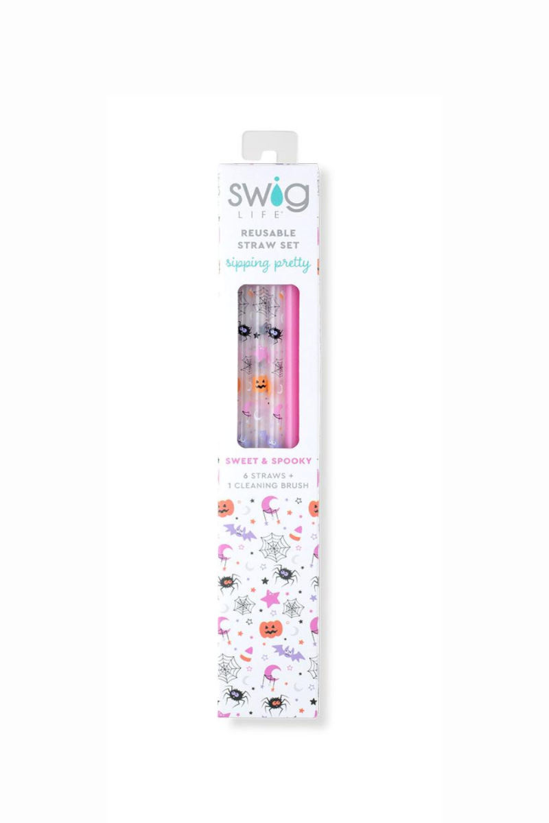 Swig Sweet And Spooky + Pink Reusable Straw Set