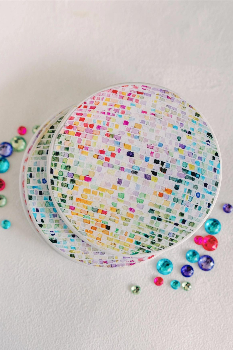 Ceramic Disco Ball Coaster Pack- Set of 4