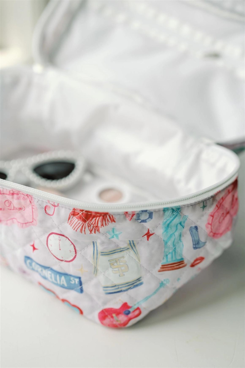 Quilted Travel Make Up Toiletry Bag