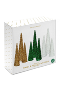 Golden Glow Tinsel Christmas Trees – 3 Piece Set