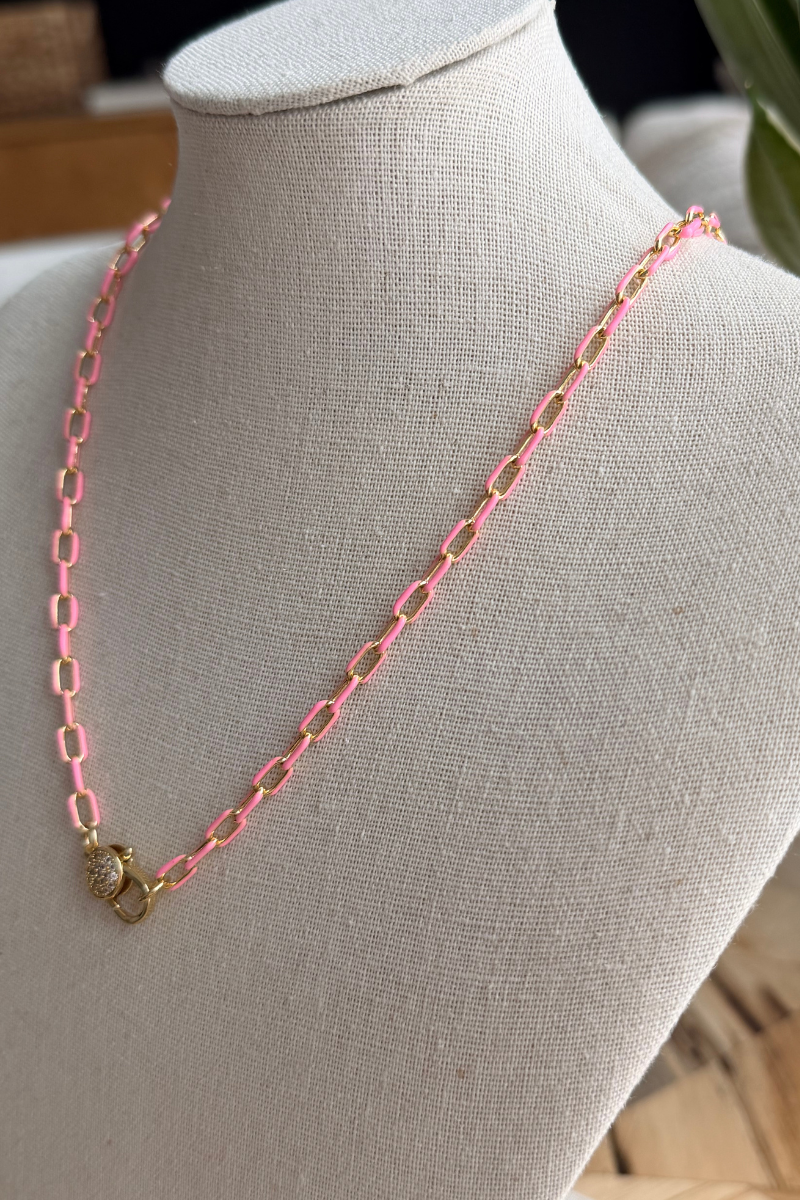 Pink Paradise Gem Charm Necklace