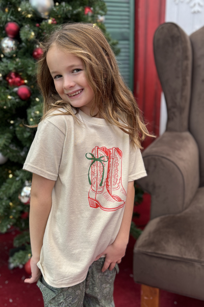 Christmas Boots Graphic Tee- Kids