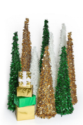 Golden Glow Tinsel Christmas Trees – 3 Piece Set