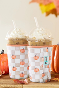 Pumpkin Check Iced Cup Coolie (Medium)