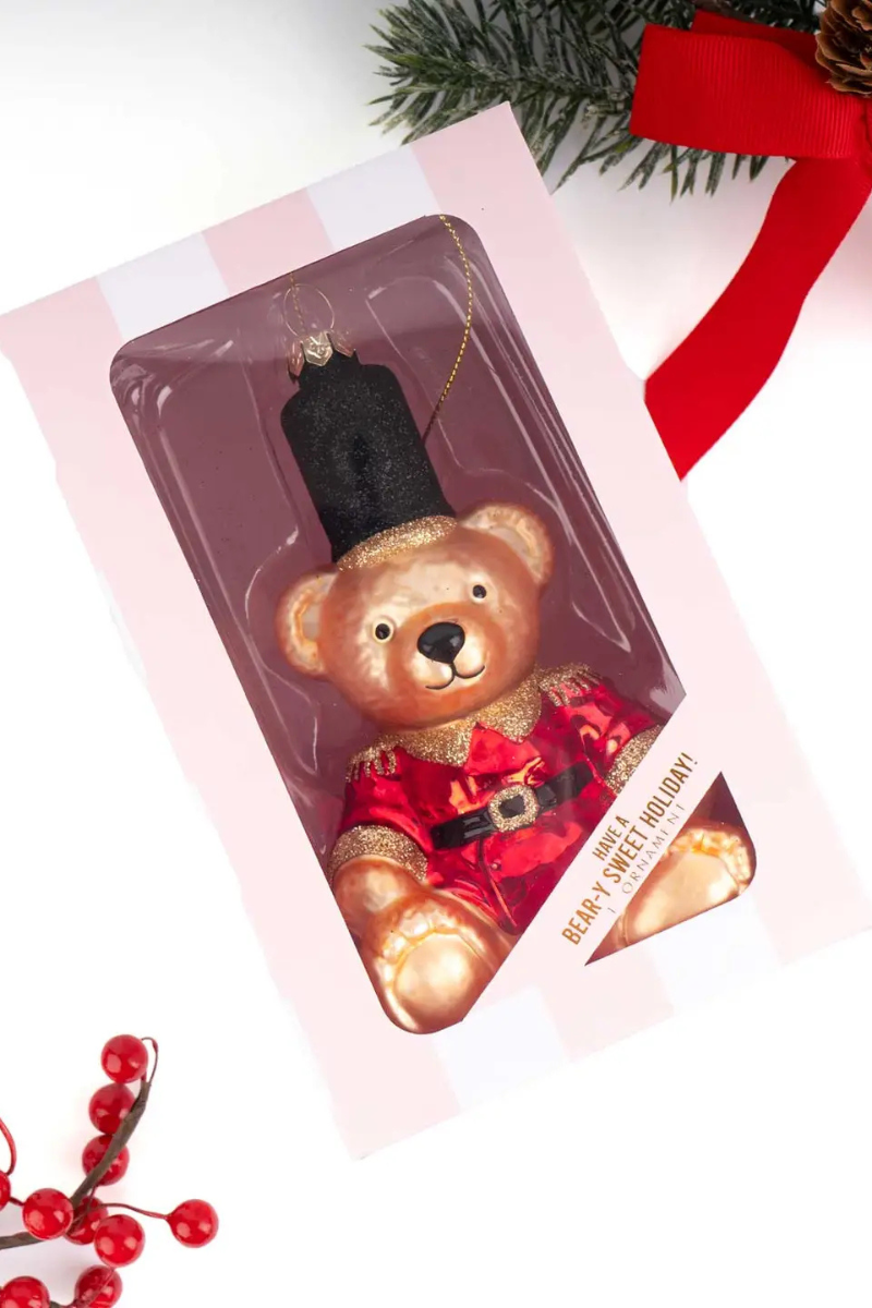 Red Bear Glass Ornament