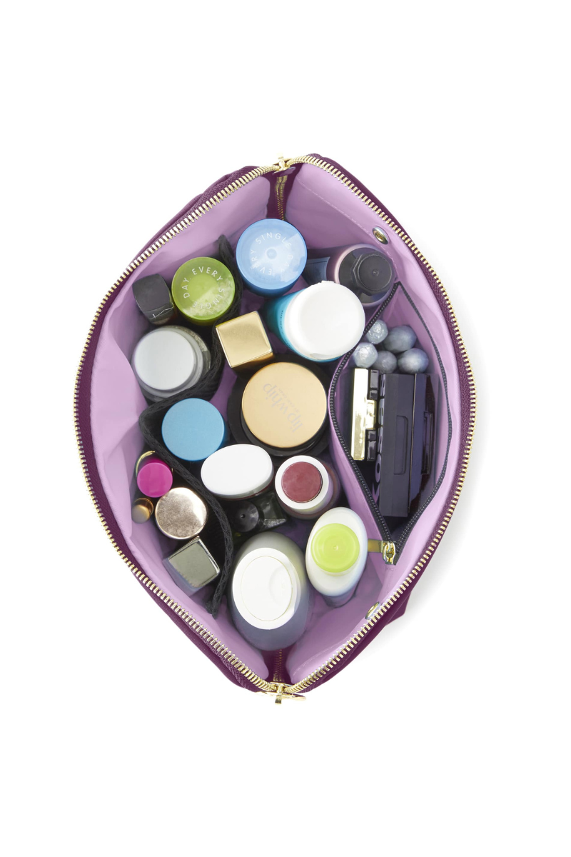 Signature Makeup Bag-Garnet With Lilac Interior