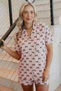 Black & Pink Mini Coquette Bows Loungewear Set