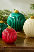 High-Gloss Ornament Ball Candles - Set of 2