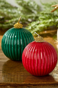 High-Gloss Ornament Ball Candles - Set of 2