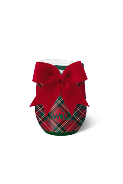 Christmas Plaid Stemless Wine Cup 12oz