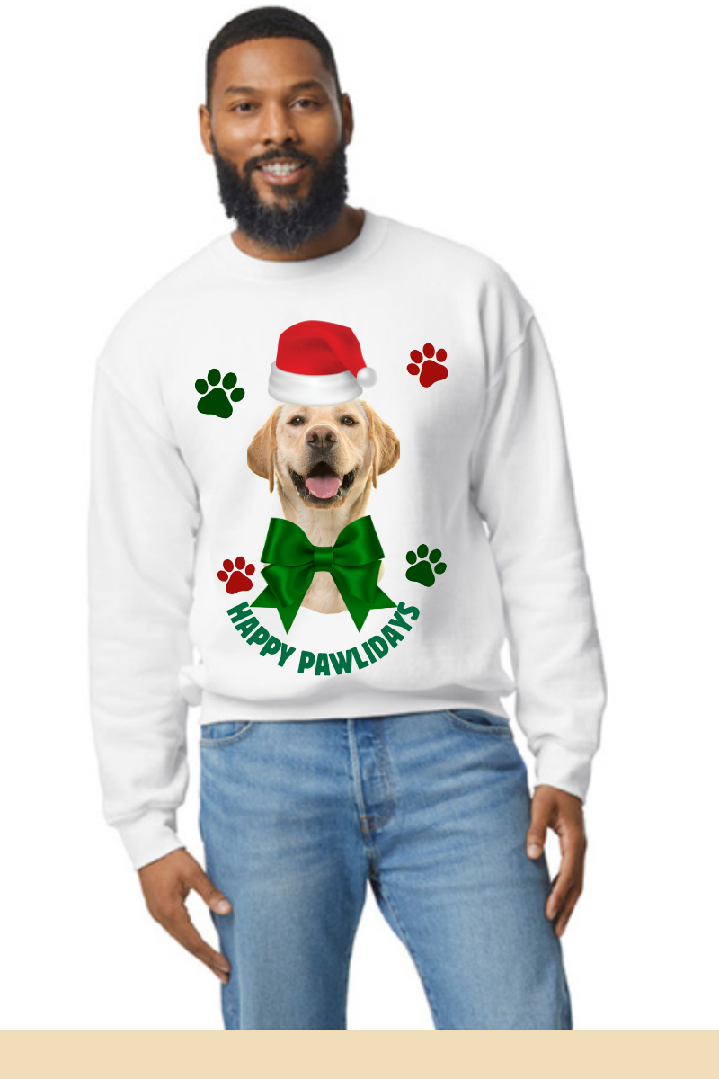 CUSTOM Happy Pawlidays- Light Gray