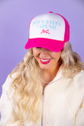 Jesus Saves I Spend Trucker Hat - Hot Pink