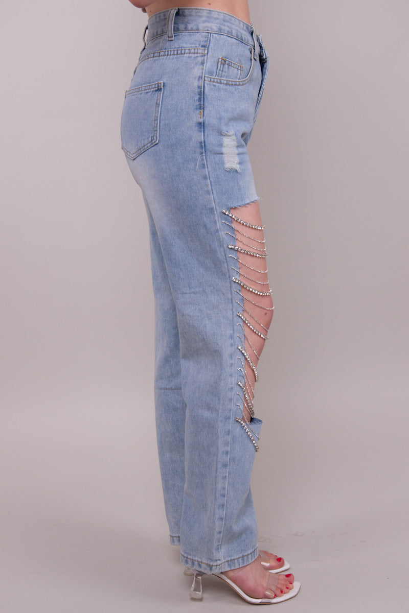 Rhinestone Denim Jeans