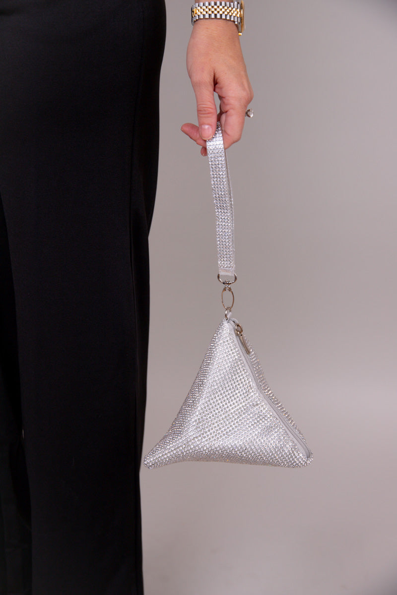 Rhinestone Triangle Bag - Silver