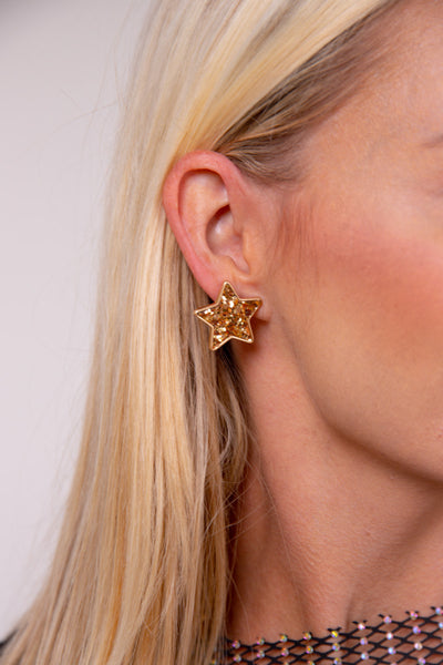 Glitter Star Earrings - Gold