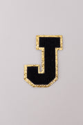 Chenille Iron-On Letter Patches- Black 8cm